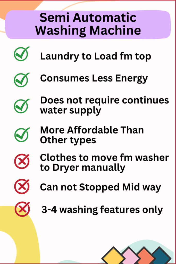 Semi automatic washing machine advantages & disadvantages.